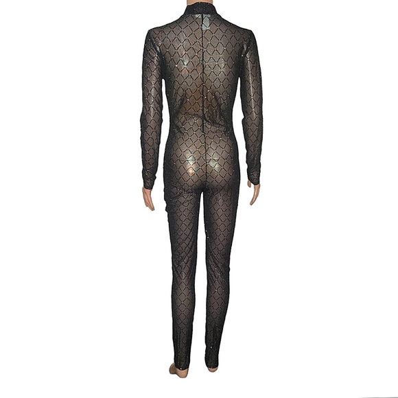 Black sheer long sleeve jumpsuit - Picture 2 of 2